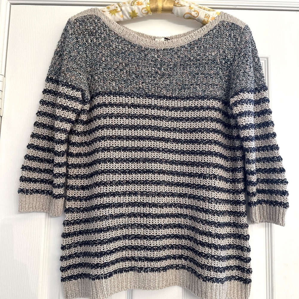 Coldwater Creek Black and Cream Striped Sweater